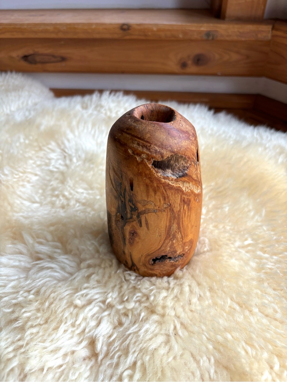 Vintage Wood Burl Bud Vase